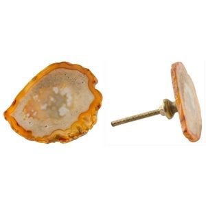 Anthropologie Dirillo Knob One Agate + Brass Unique Pull Natural Stone Rustic